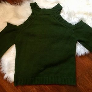 Forest Green Cold Shoulder Sweater 🌱